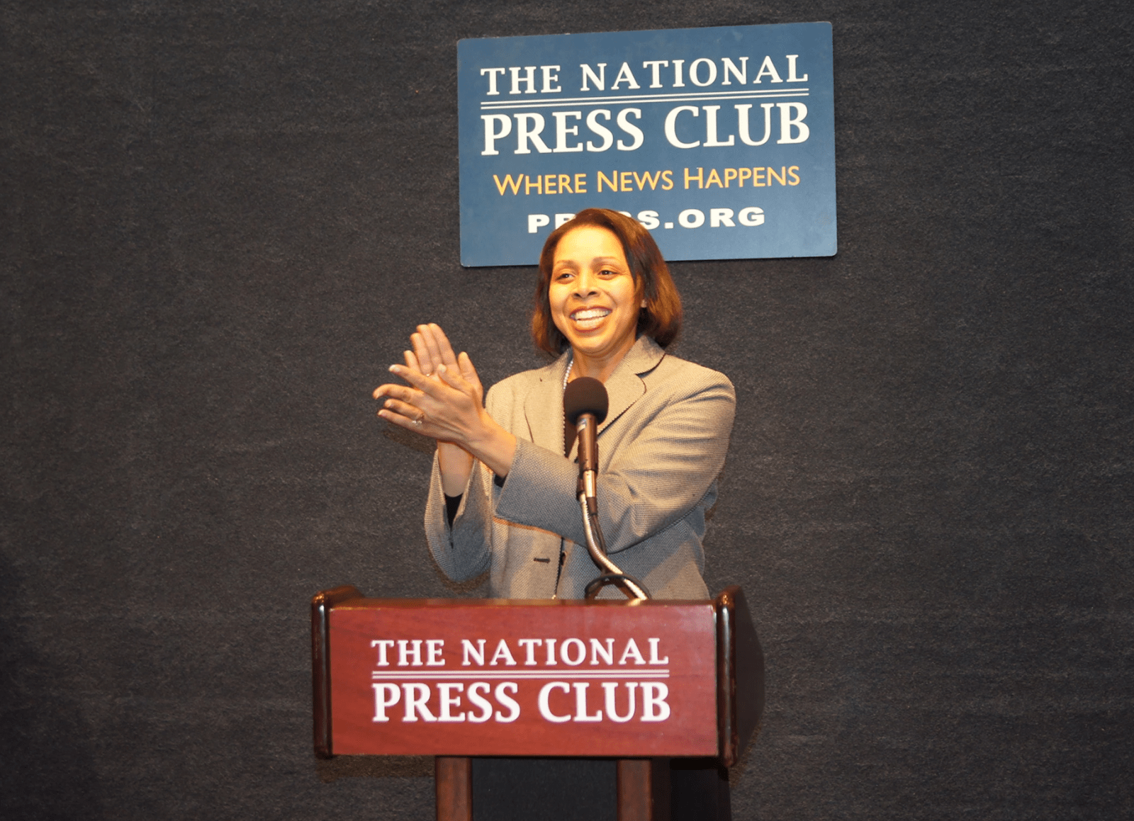 Dr. Jackson-Weaver speaking at the National Press Club in Washington, DC. 